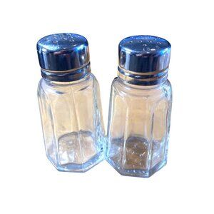 Vintage Gemco Glass Salt & Pepper Shakers 3" Tall With Metal Tops Elegant Design